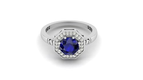 Image of LMDPRAJAPATIS 7.50 Carat Natural Blue Sapphire Gemstone Art Deco Halo Birdal Surprise Gift For Her