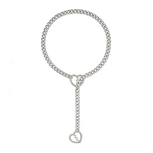 FANSWAN Anillo con colgante de corazón roto, cadena deslizante, anillos cómodos, accesorio para collar, colgante de corazón roto de moda, Cobre, Circonia cúbica