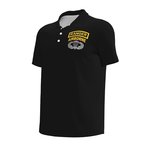 Army Ranger Tab Airborne and Wings Polo Shirts for Men, Mens Golf Shirt Quick-Dry Short Sleeve Casual2