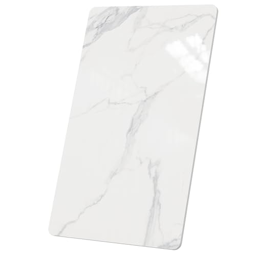 SSTBLEV Rectangle Table Top 39.3 x 23.6 White Sintered Stone Tabletop DIY Replacement & Cover Marble Desktop Scratch & Wear Resistant Easy to Clean Suitable for Indoor & Outdoor