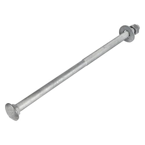 1/2" x 16" (25 Pack) Galvanized Carriage Bolt Kit Grade 307A Includes 1/2" USS Flat Washers (25 pcs) and 1/2"-13 Hex Nuts (25 pcs), Hot Dip Galvanized for Exterior Use by Makers Bolt