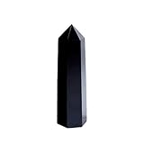 Runyangshi Black Obsidian Natural Healing Crystal Wands Height 2'-2.4', 6 Faceted Prism Wand Reiki...