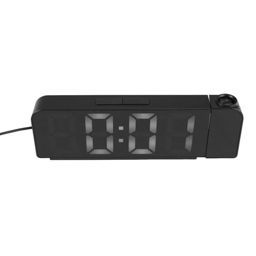 Aboiled Reloj despertador con proyección de rotación de 180°, 12/24 h, LED, proyector de techo USB ()