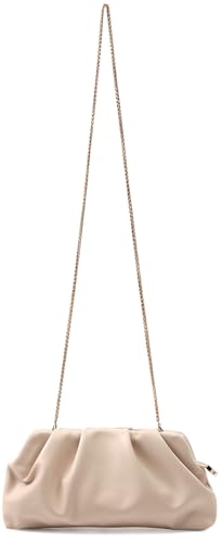 Image of Evening Bag for Women Ruched Clutch Purse Detachable Metal Chain Crossbody Bag