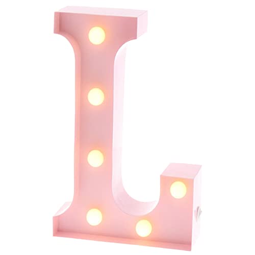 Barnyard Designs Metal Marquee Letter L Light Up Wall Initial Nursery Letter, Home and Event Decoration 9 Inch (Baby Pink)