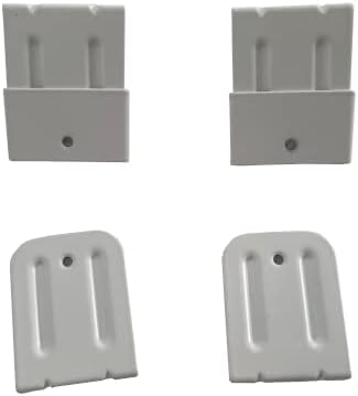 Four IKEA SKÅDIS connectors, two assembled and two unassembled, in white.
