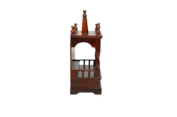 Image of Sheesham Wood Temple Solid Wood Classic Wooden Temple for Home, Office Pooja Mandir with 1 Drawer for Storage Home Decoration | Wall Devghar