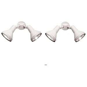 Two Light White Flood Light Outdoor Security Fixture – Heavy Duty Cast Aluminum Durable Weather Proof Par38 Flood Light 2 Pack