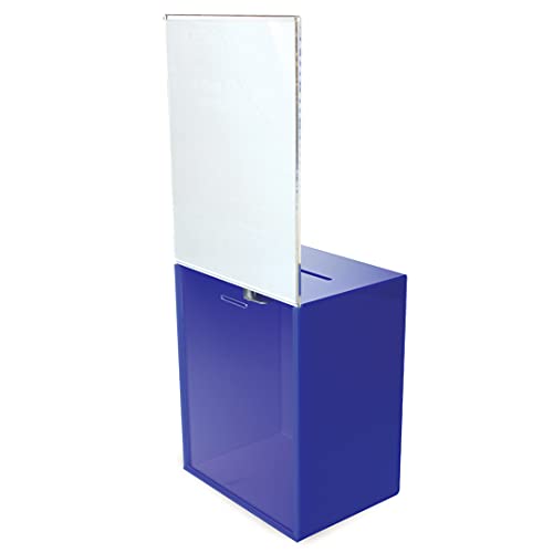 Source One Premium Tall Donation Box For Charity With 6.75″ X 8.5″ Sign Holder Available In Multiple Colors (8 Pack, Blue) #TOP3
