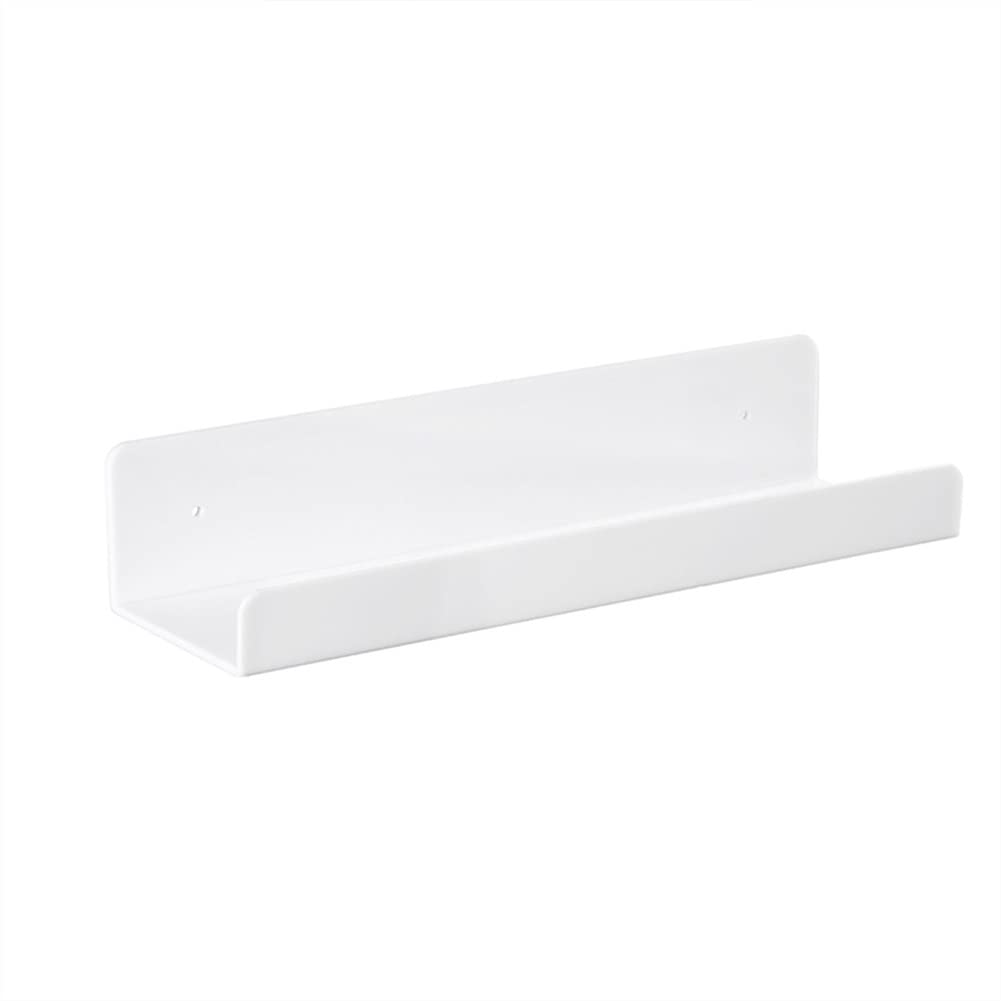 Klzuopt White Exquisite Bathroom Shelves Floating Acrylic Wall Ledge Shelf, 15 Inches Office Floating Book Rack, U Type Decorative Frame, Kitchen Bathroom Storage Wall Shelf For Home Office (Color : )