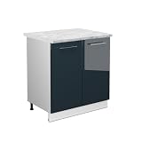 Vicco Mobile lavello cucina Fame-Line, Blu scuro lucido, 80 cm