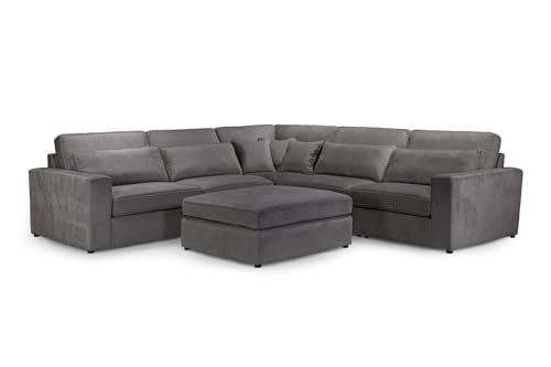 Honeypot Modular Sofa, Convertible U Shaped Corner Sectional Sofa Couch with Grey Fabric (Footstool Piece) - Image 8