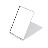TAKUZA Reisespiegel, Kleiner Spiegel, Taschenspiegel aus Aluminium, Portable Faltung Spiegel, Kosmetikspiegel für Camping, Rasieren und Schminken, 10×15 cm, Silber