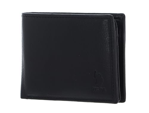 U.S. POLO ASSN. Brazil Horiz Wallet cuir noir : portefeuille compact contre les poches encombrées