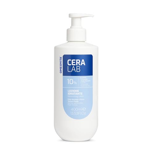 OMEOVITA CERALAB Lozione Idratante Viso e Corpo con Acido Ialuronico e 3 Ceramidi, Pelle Normale e Secca, 400ml