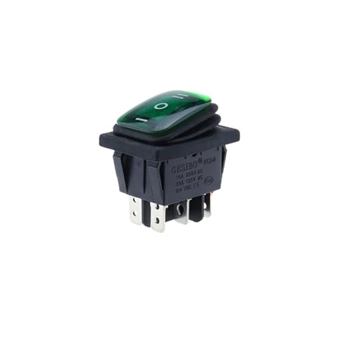 Interruptor KCD4-203 autoblocante de 6 pines con luz verde de 12-24V y 16A