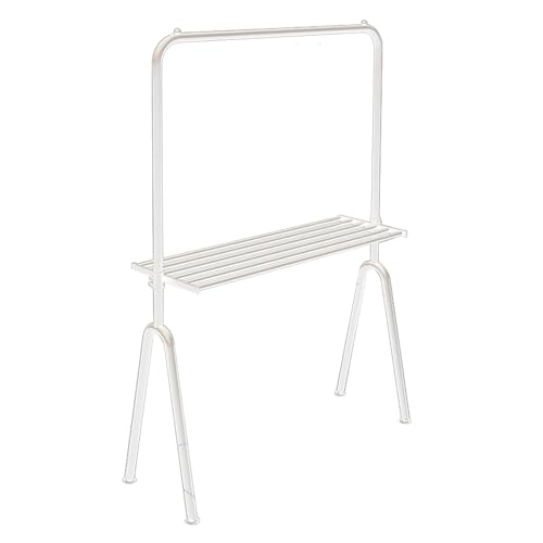 JLLEIZYZ Clothes Drying Rack, Radiator Shelf, Knob Assembly, Multi Layer Carbon Steel Material, Dual Zone Storage, Efficient Clothe Dryings(White,150x28x60cm/59x11x24in)