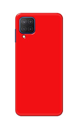 Image of Printed Hard Back Cover Case for Samsung Galaxy M12 Back Cover (Plain Red) -1803