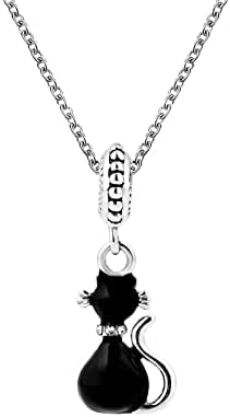 KunBead Jewelry Black Cat 18 inch Charm Dainty Cheap Nice Pendant Necklace Sale for Women Girls