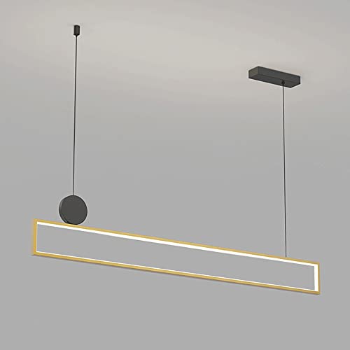 Lámpara colgante rectangular LED de metal dorado para comedor 2