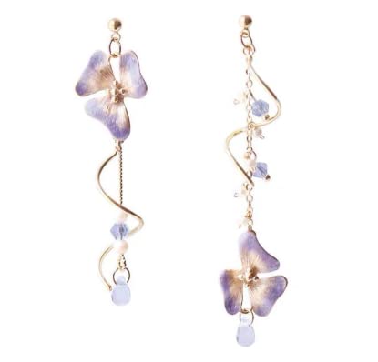 Pendentif Boucles D'oreilles Fohil Rêve Asymétrique Fleur Violette Gland Tempérament Dame Douce Rétro Style Ethnique Boucles D'oreilles Longue Pendentif Boucles D'oreilles en Résine Cover
