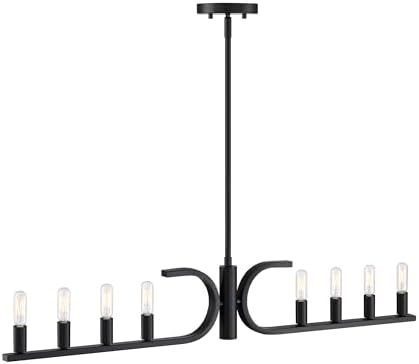 DESIGNERS FOUNTAIN Skye 60 Watt 8-Light Matte Black Minimalist Island Light with Bare Bulbs, D314C-IS-MB