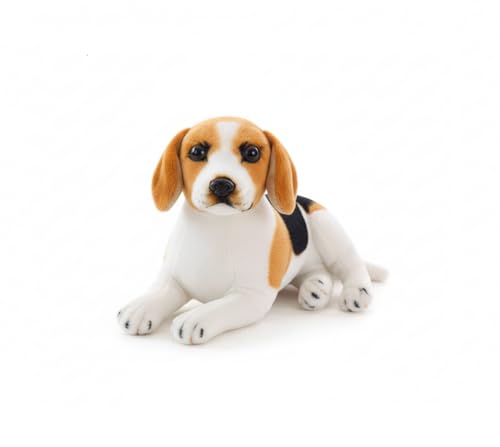 Image of Laying Jawar Beagle Dog Soft Stuffed Plush Animal Toy for Kids Boys and Girls Birthday Gifts (Color: White and Brown) (42cm)