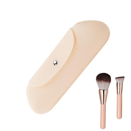 Portapennelli da trucco da viaggio, portapennelli da trucco in silicone, per pennelli da trucco con chiusura magnetica, borsa portatile per penne per sopracciglia, , Giallo chiaro, Se