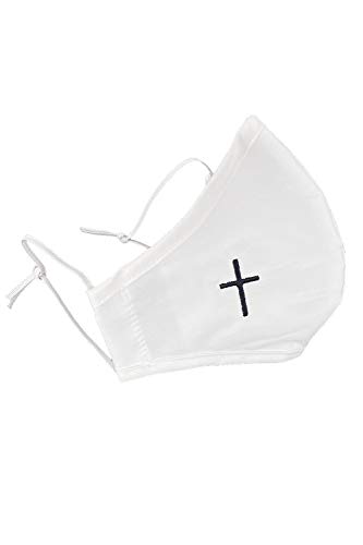 Pink Princess Christian Face Mask for Women - Catholic Religious Faith Jesus Cross Mask - Made in USA (Black Cross, Adult)