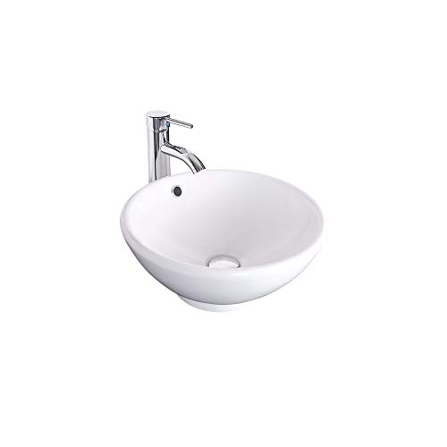 Eclife Bathroom Vessel Sink Round Ceramic Bowl White Porcelain Vessel Sink And Faucet Combo For Bathrooms Countertop Bowl Sink & Pop Up Drain Chrome (A06) #TOP20