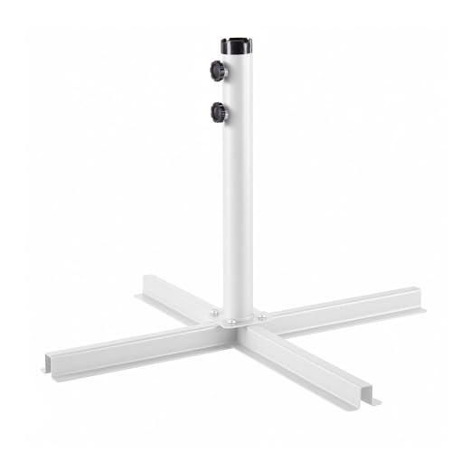 LOLAhome Base pie de Parasol | De 90x90x55cm con Tubo de Acero | para parasoles de Tubo máximo de Ø 48 mm | Pintura Resina epoxi Anticorrosión | para Exterior, jardín (Blanco)