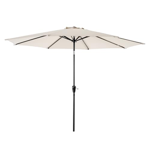 Avestar 228 cm Sonnenschirm, Gartenschirm, Kurbel & Knopfneigung, Strandschirm, 8 Eisenrippen, Aluminiumstange, sonnen- und regenfest, für Garten, Terrasse und Poolbereich, Beige