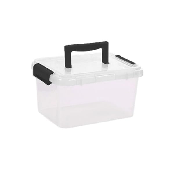 VTL® PLASTIC STORAGE BOXES WITH LID - BLACK LID - 17 SIZES - HOME - BEDROOM - GARAGE - OFFICE - SCHOOL - STORAGE - NESTABLE - STACKABLE (3.5 LITRE CLIPPY, SET OF 5)