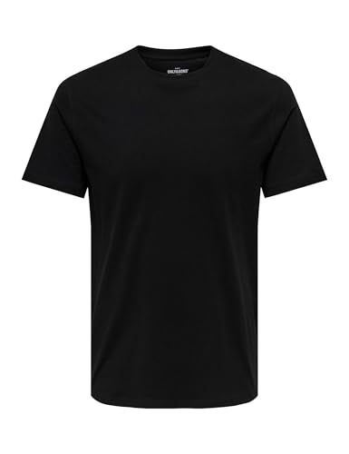 ONLY & SONS Herren Rundhals T-Shirt ONSMAX Life - Regular Fit XS S M L XL XXL, Größe:S, Farbe:Black 22025208