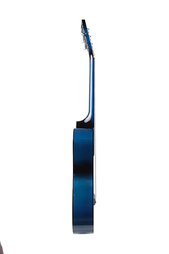 Image of Revel 38 Inch Glossy Acoustic Guitar for Beginners and Professionals with Signature Guitar Feel, Westwood Guitar Style Set with Picks. (BLUE)