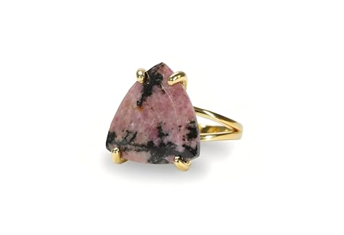 Bague Rhodonite or 14k : bijou artisanal d'exception pour femme