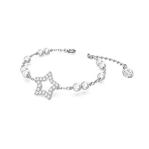 Swarovski Stella Bracelet, Crystal Pearls, Star, White, Rhodium Plated #TOP1