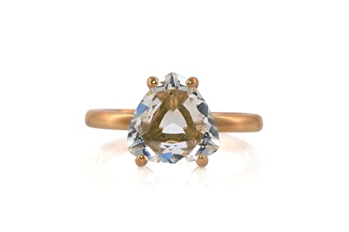 Bague en or rose 14k anti-ternissement avec quartz de cristal durable