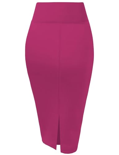 Image of Hybrid & Company Women's Nylon Ponte Skirt | Premium nylon ponte fabric, stretch comfort, pencil skirt design, below knee length, ideal for office and casual styling