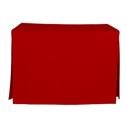 Tablevogue Event Linens Washable Microfiber 4” Foot Fitted Tablecloth Cover For Rectangular Buffet Table, Parties, Holiday Dinner & More, Red #TOP1