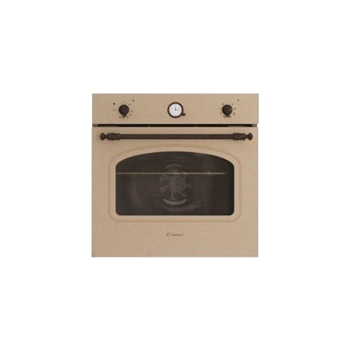 Candy Classic Forno Elettrico da Incasso Ventilato, 65 Litri, Classe A+, Funzione Pizza, 8 Programmi di Cottura, Design Rustico con Orologio Analogico, 59,5 x 59,5 x 56,8 cm, Color Avena - FCC604NAV