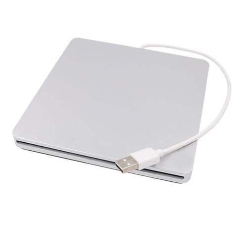 Uonlytech External USB DVD Rw Drive Burner for Laptop and Pc Portable Optical Disc Player -up Tray Design No Additional Power Required Silver Finish