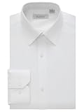 FAHIZO Men's Dress Shirt Regular Fit Soild Business Formal Long Sleeve Button Up Stretch Shirts, White, 15.5 Neck 32"-33" Sleeve,M