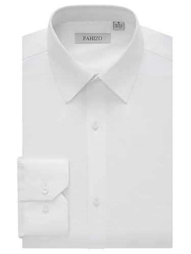 FAHIZO Men's Dress Shirt Regular Fit Soild Business Formal Long Sleeve Button Up Stretch Shirts
