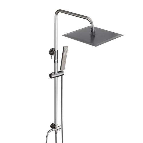 Görbach Colonne de Douche Hydromassage en Acier inoxydable sans Robinet, Système de Douche Pluie, Ensemble de Douche avec Barre de douche Réglable en...