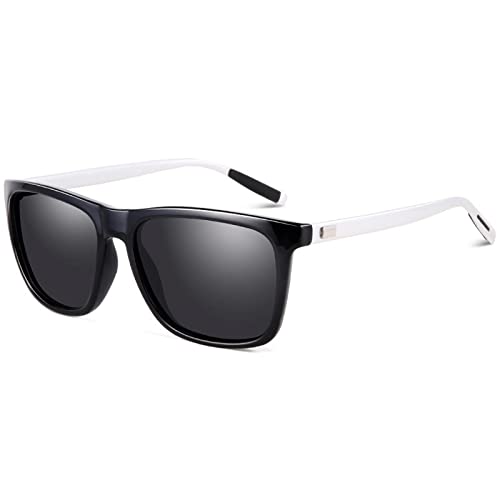 Lunettes de soleil polarisées hommes avec monture noire rectangulaire anti UV