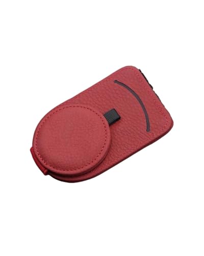 Étui à lunettes de voiture en cuir suédé rouge avec pince pour pare-soleil