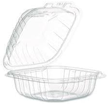 Clear Plastic Hinged Containers, 6.31 x 6.31 x 3, Dart Microwaveable, 300 per Carton