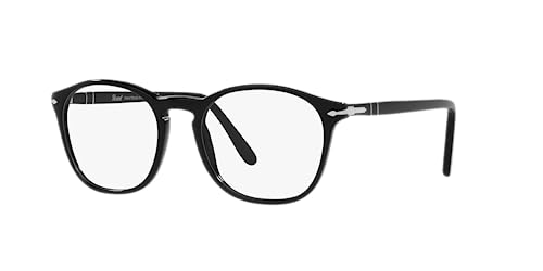 Persol Po3007V Square Prescription Eyewear Frames, Black/Silver/Demo Lens, 50 Mm #TOP1