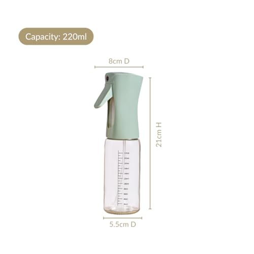 Image of Nestasia Glass Oil Sprayer Bottle for Kitchen (220ml) - 100% Food-Safe Vinegar & Olive Oil Spray Bottle for Healthy Cooking, Salad Dressing, Air Fryer, BBQ & Grilling (Sage Green)